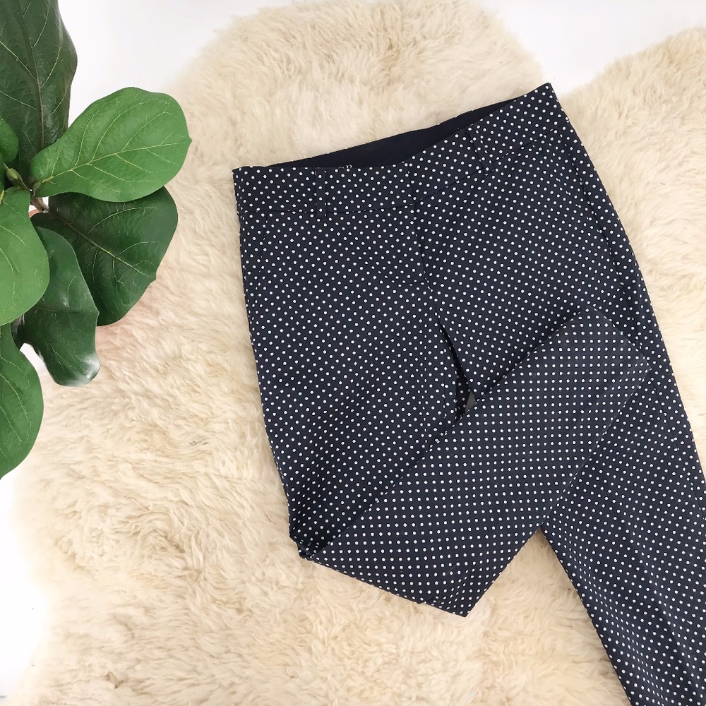 Ann Taylor Cambridge Crop Navy White Polka Dot